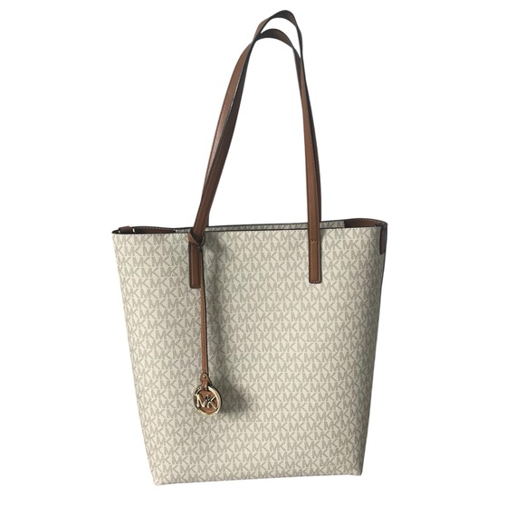 Michael Kors Cream and Brown Signature Tote - Picture 1 of 9